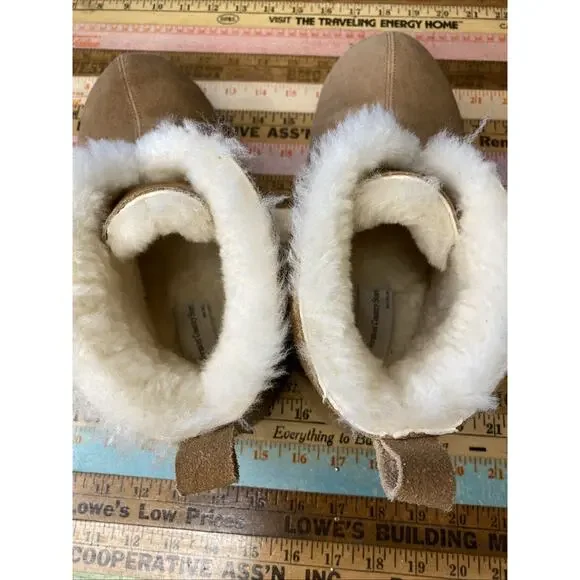The Vermont Country Store Shearling Leather Bootie Slippers Soft Sole Sz 10 - Picture 5 of 12